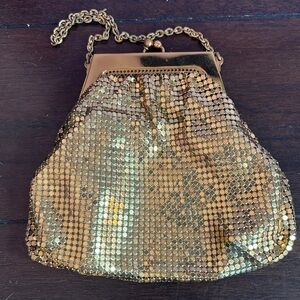 Vintage Gold Sequin Chainmail Evening Bag By Whiting & Davis 5”x5”